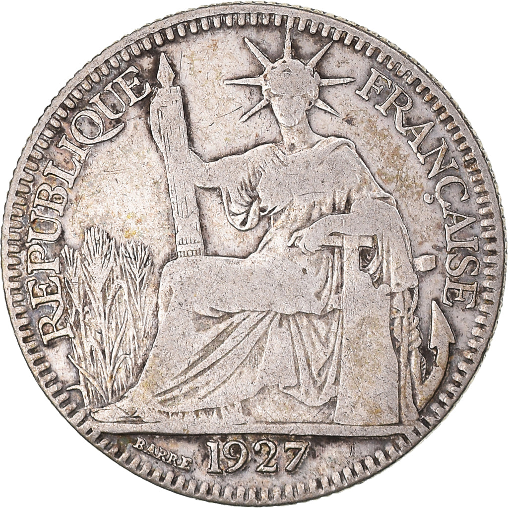 Moneta, FRANCUSKIE INDOCHINY, 10 Cents, 1927, Paris, VF(20-25), Srebro, KM:16.1