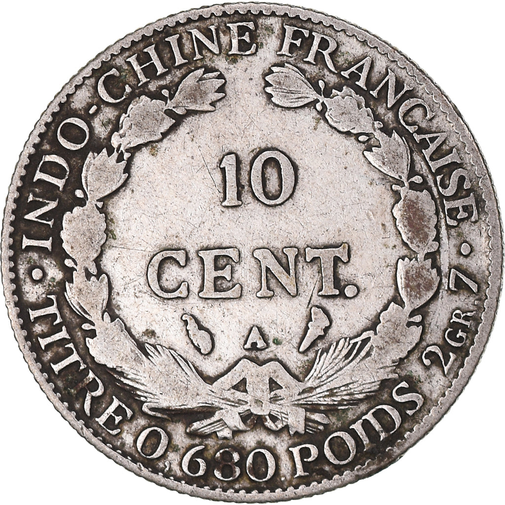 Moneda, INDOCHINA FRANCESA, 10 Cents, 1929, Paris, BC+, Plata, KM:16.1