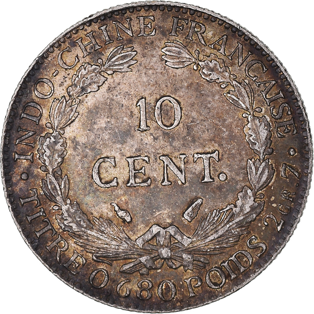 Munten, FRANS INDO-CHINA, 10 Cents, 1937, Paris, ZF+, Zilver, KM:16.2