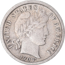 Coin, United States, Barber Dime, Dime, 1908, U.S. Mint, Philadelphia