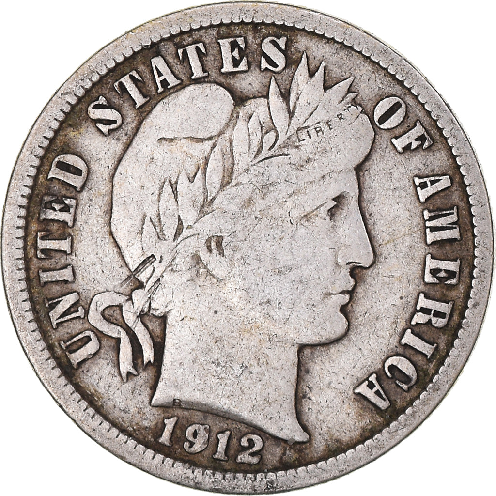Coin, United States, Barber Dime, Dime, 1912, U.S. Mint, Philadelphia