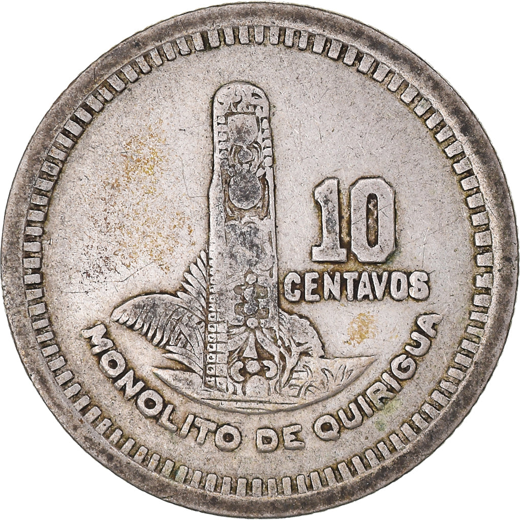 Coin, Guatemala, 10 Centavos, 1955, EF(40-45), Silver, KM:256.1