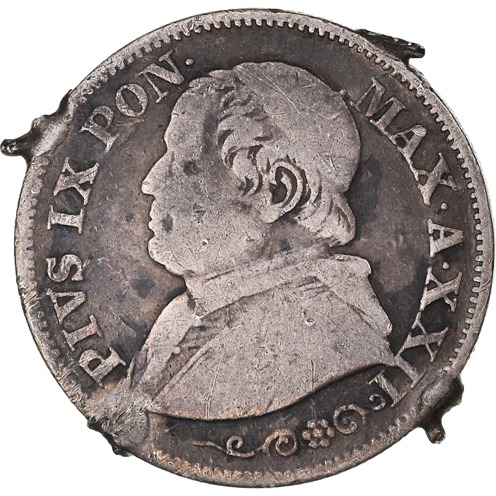 Munten, Italiaanse staten, PAPAL STATES, Pius IX, 10 Soldi, 50 Centesimi, 1867