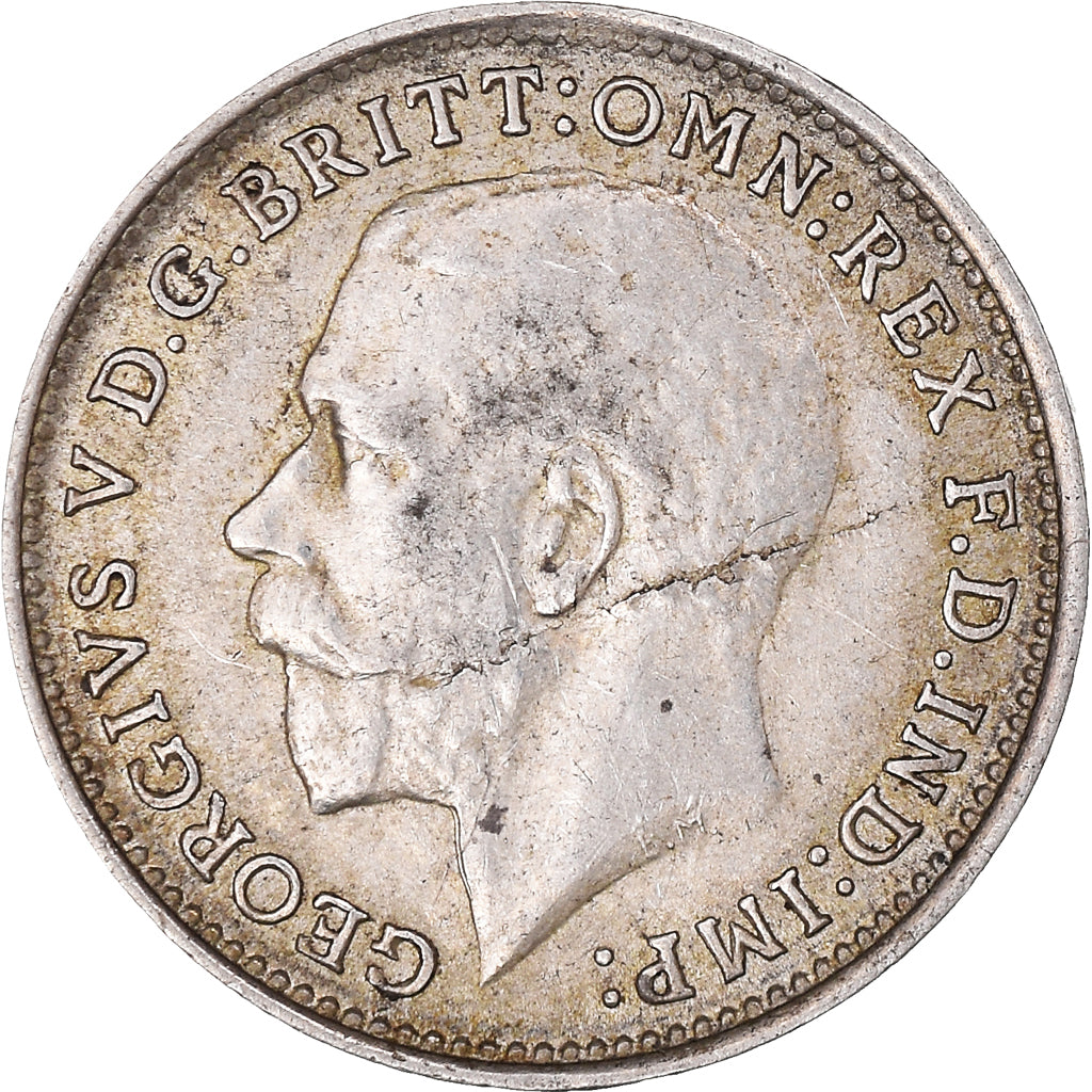 Munten, Groot Bretagne, George V, 3 Pence, 1918, ZF+, Zilver, KM:813