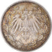Coin, GERMANY - EMPIRE, 1/2 Mark, 1914, Hambourg, AU(50-53), Silver, KM:17