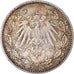 Moneta, NIEMCY - IMPERIUM, 1/2 Mark, 1914, Hambourg, AU(50-53), Srebro, KM:17