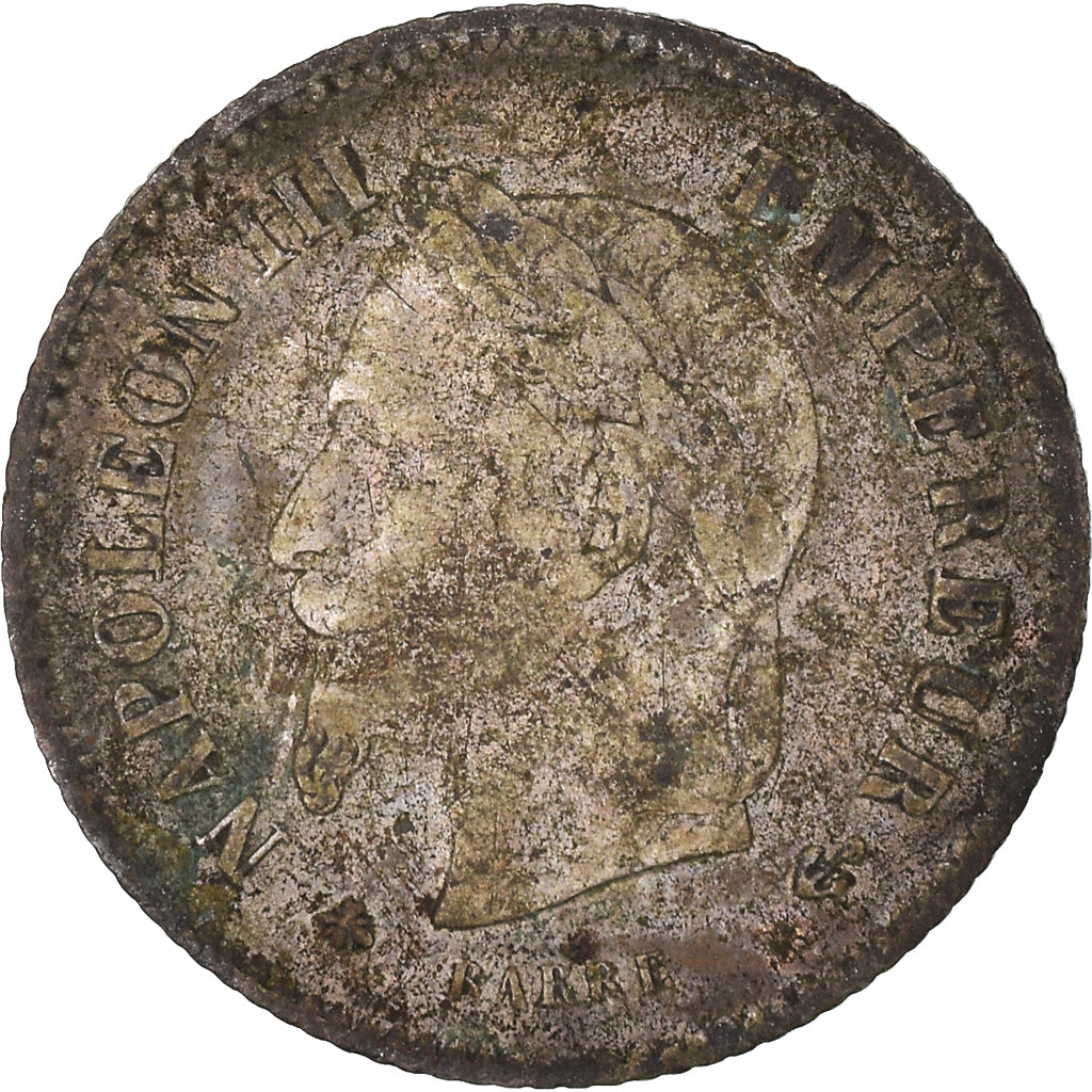 Moneta, Francia, Napoleon III, 20 Centimes, 1867, Paris, MB+, Argento, KM:808.1