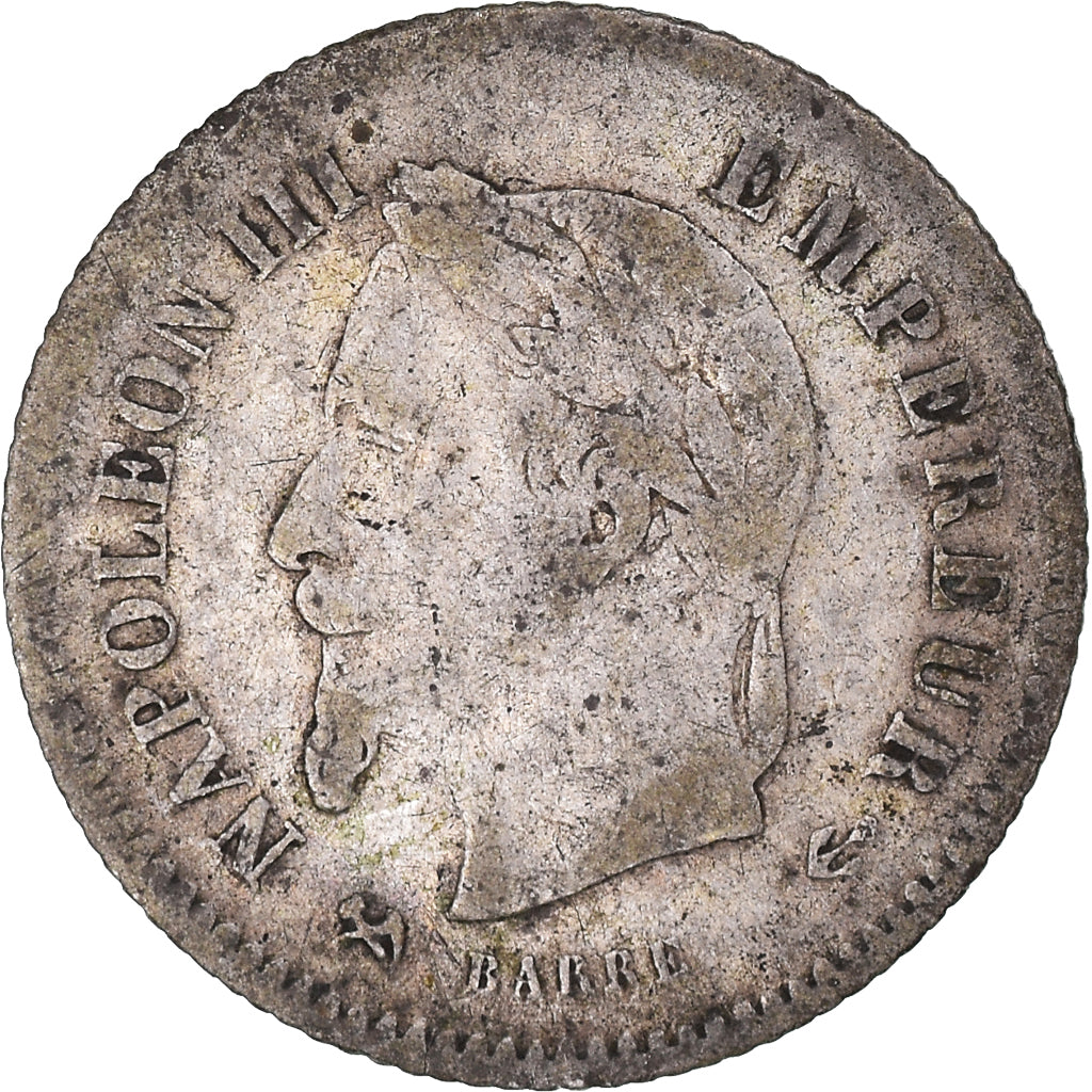 Moneta, Francja, Napoleon III, 20 Centimes, 1867, Bordeaux, VF(20-25), Srebro
