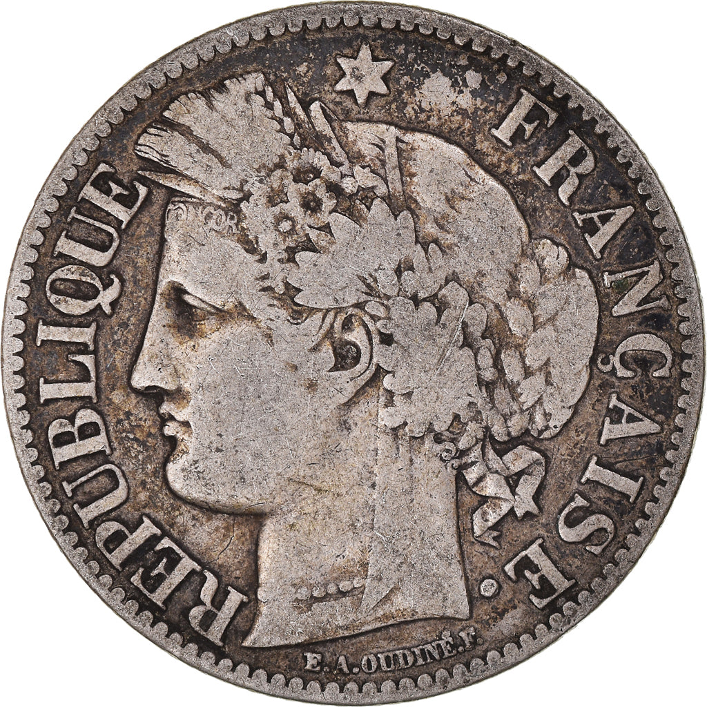 Coin, France, Cérès, 2 Francs, 1873, Paris, VF(20-25), Silver, KM:817.1