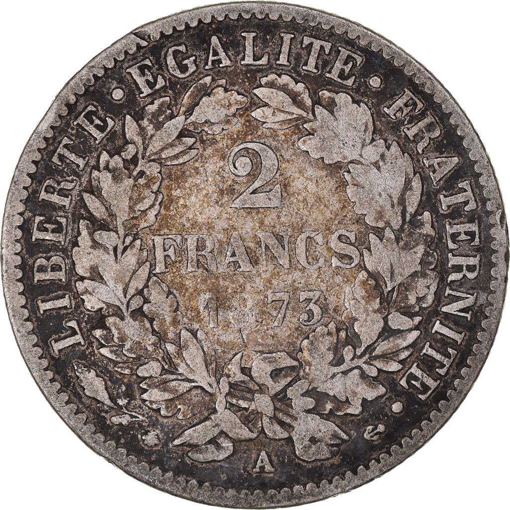 Coin, France, Cérès, 2 Francs, 1873, Paris, VF(20-25), Silver, KM:817.1