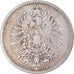Moneda, ALEMANIA - IMPERIO, Wilhelm I, Mark, 1874, Berlin, BC+, Plata, KM:7