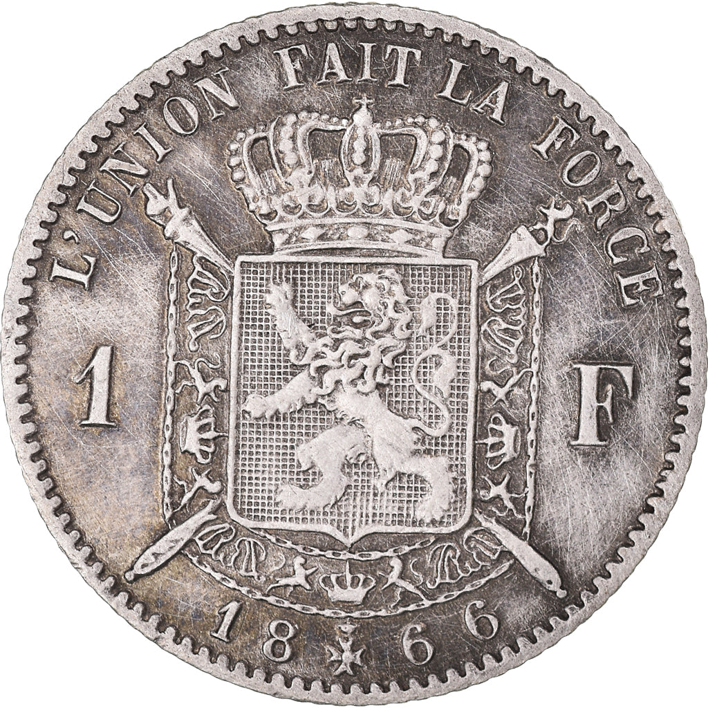 Coin, Belgium, Leopold II, Franc, 1866, EF(40-45), Silver, KM:28.1