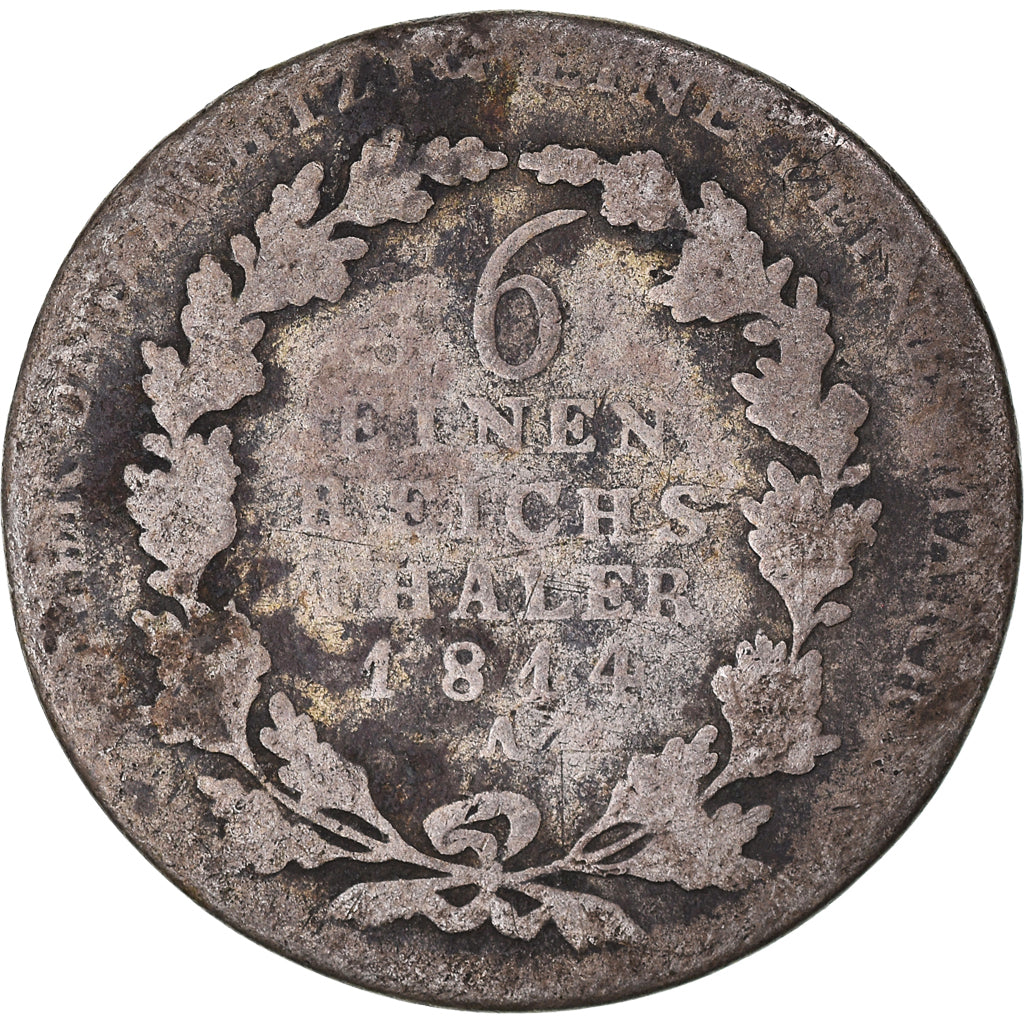 Monnaie, Etats allemands, PRUSSIA, Friedrich Wilhelm III, 1/6 Thaler, 1814