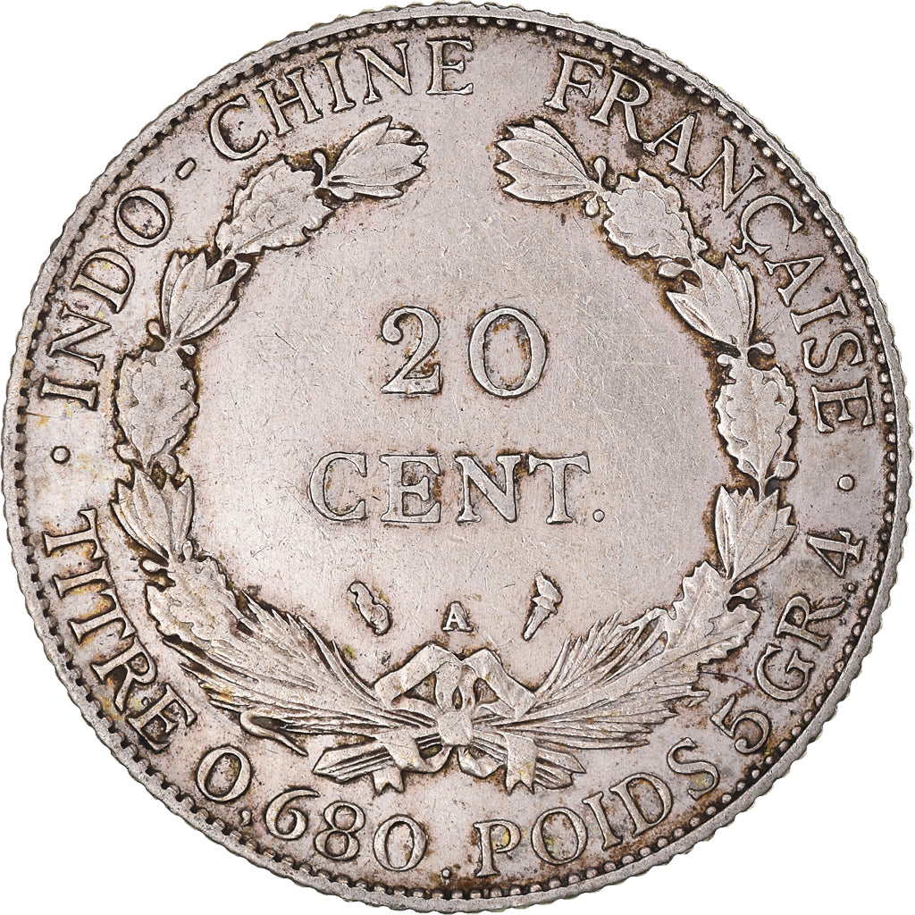 Moeda, INDOCHINA FRANCESA, 20 Cents, 1930, Paris, EF(40-45), Prata, KM:17.1