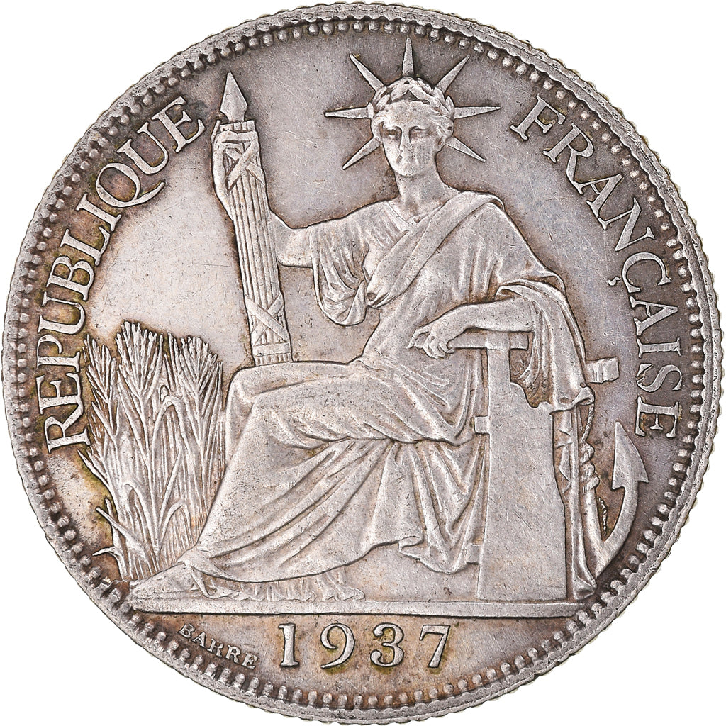 Coin, FRENCH INDO-CHINA, 20 Cents, 1937, Paris, EF(40-45), Silver, KM:17.2