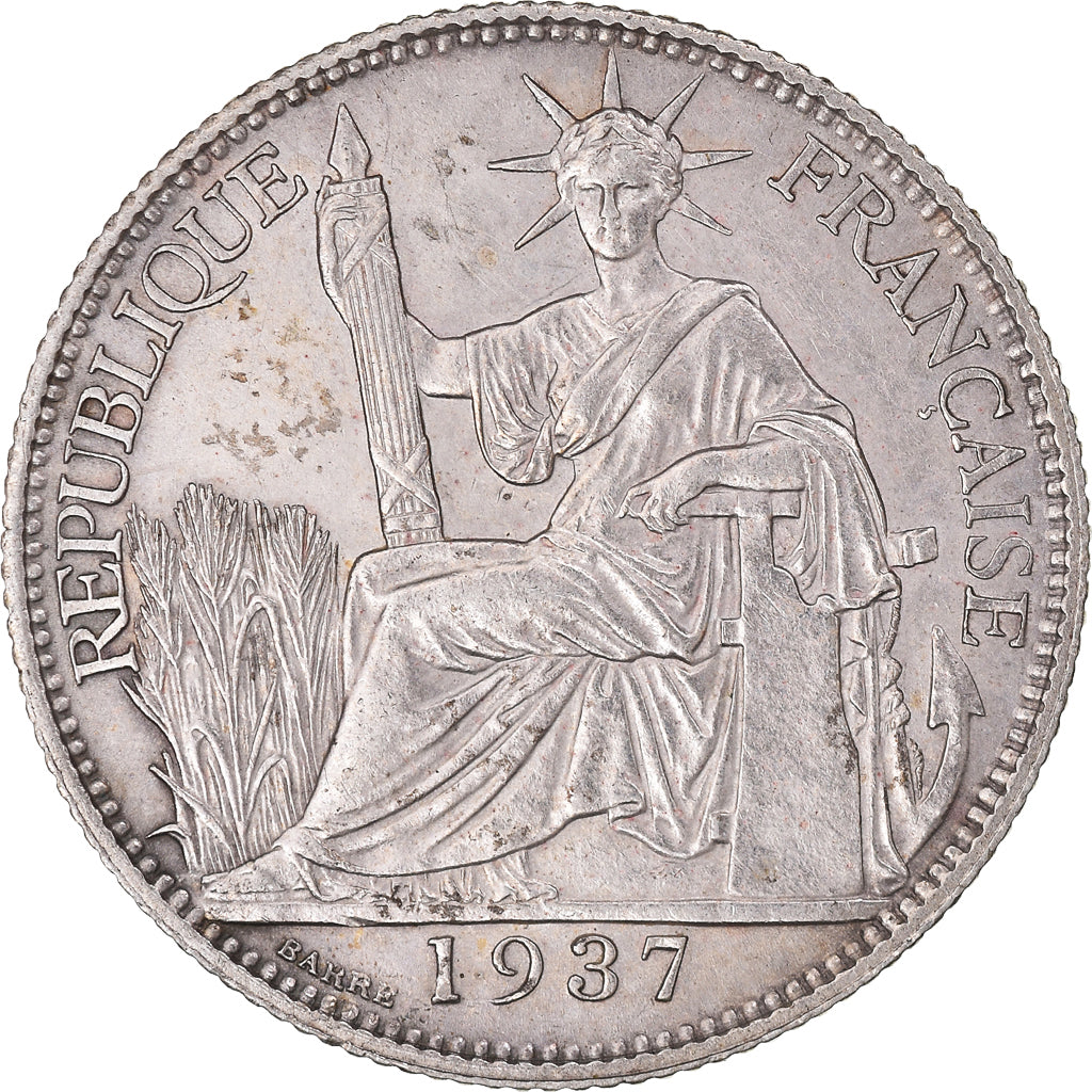 Munten, FRANS INDO-CHINA, 20 Cents, 1937, Paris, ZF+, Zilver, KM:17.2
