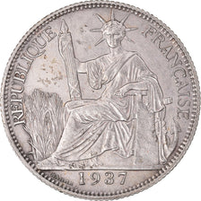 Munten, FRANS INDO-CHINA, 20 Cents, 1937, Paris, ZF+, Zilver, KM:17.2
