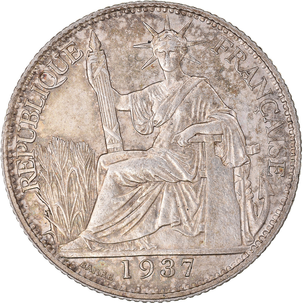 Moeda, INDOCHINA FRANCESA, 20 Cents, 1937, Paris, AU(55-58), Prata, KM:17.2