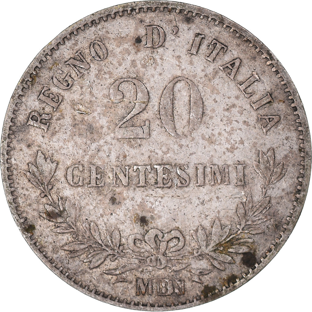 Coin, Italy, Vittorio Emanuele II, 20 Centesimi, 1863, Milan, EF(40-45), Silver