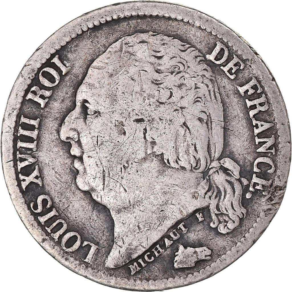 Monnaie, France, Louis XVIII, 1/2 Franc, 1822, Paris, TB+, Argent, Gadoury:401