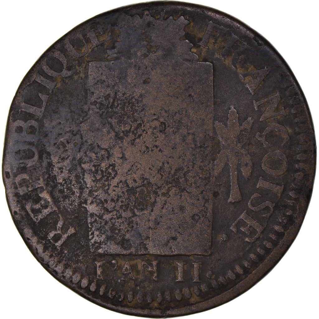 Coin, France, Sol aux Balances, 1793, Strasbourg, F(12-15), Bronze, Gadoury:19
