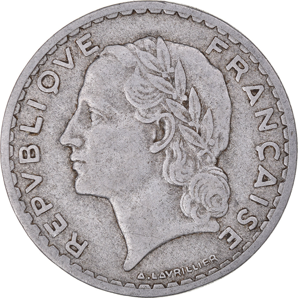 Moneta, Francia, Lavrillier, 5 Francs, 1952, Paris, BB, Alluminio, KM:888b.1