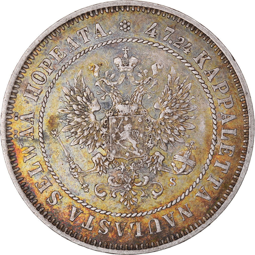 Münze, Finnland, Nicholas II, 2 Markkaa, 1874, SS+, Silber, KM:7.2