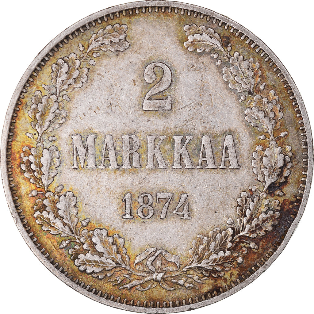 Münze, Finnland, Nicholas II, 2 Markkaa, 1874, SS+, Silber, KM:7.2