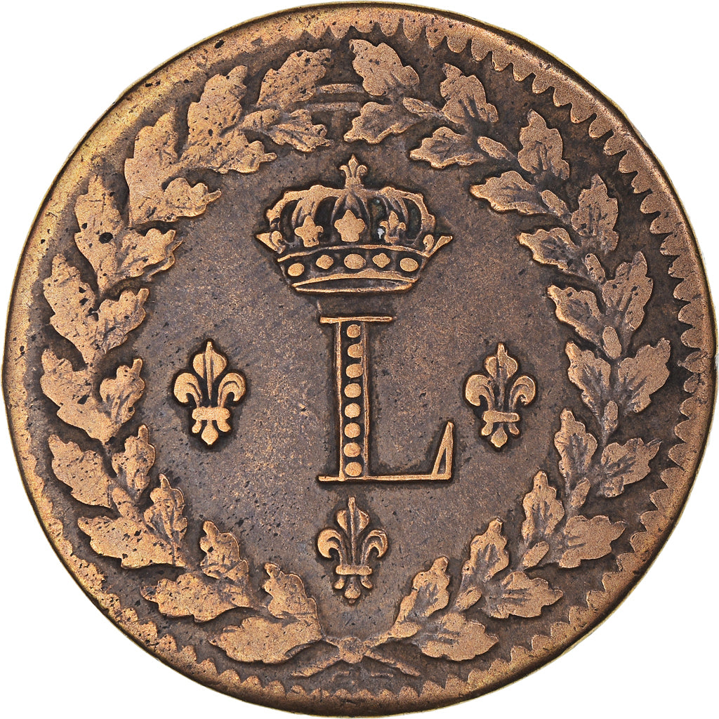 Munten, Frankrijk, Louis XVIII, Decime, 1815, Strasbourg, ZF, Bronzen, KM:701