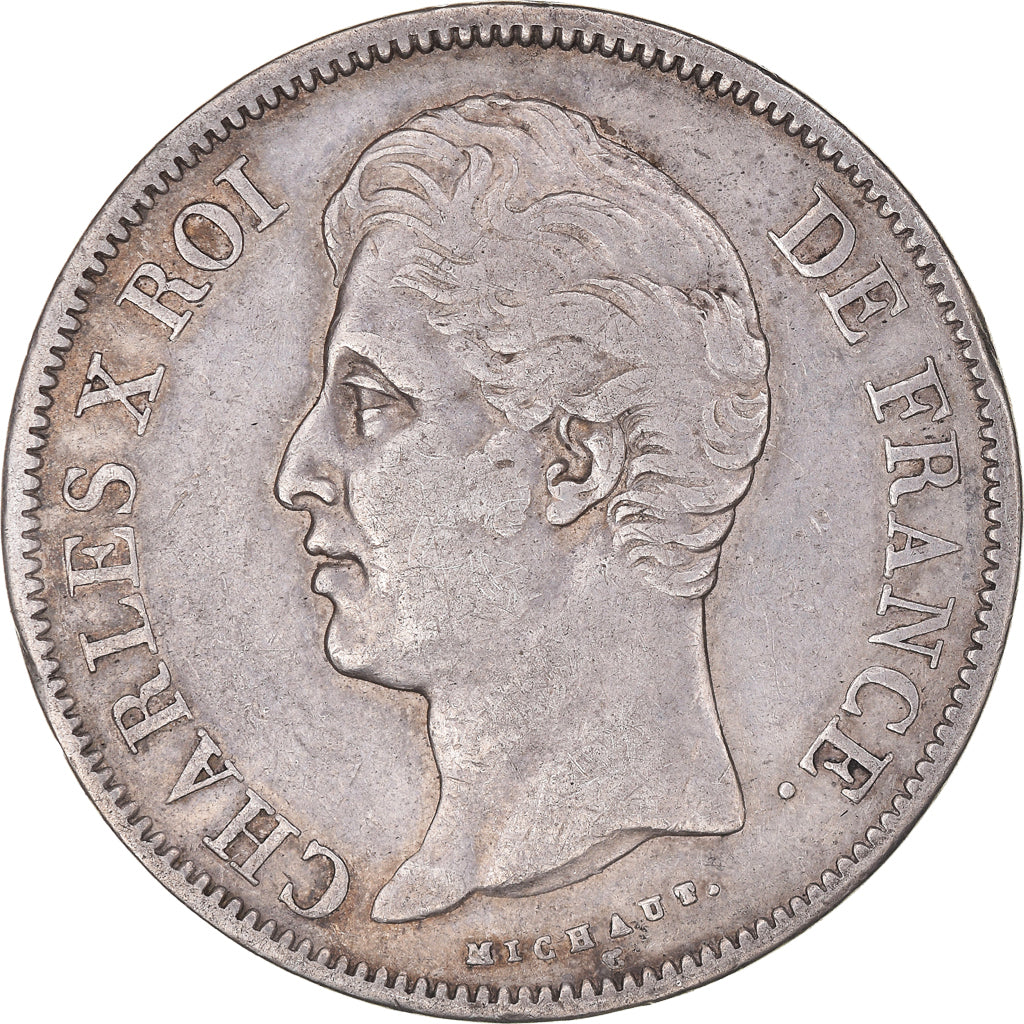 Coin, France, Charles X, 5 Francs, 1828, Lyon, VF(30-35), Silver, KM:728.4