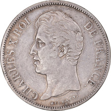 Coin, France, Charles X, 5 Francs, 1828, Lyon, VF(30-35), Silver, KM:728.4