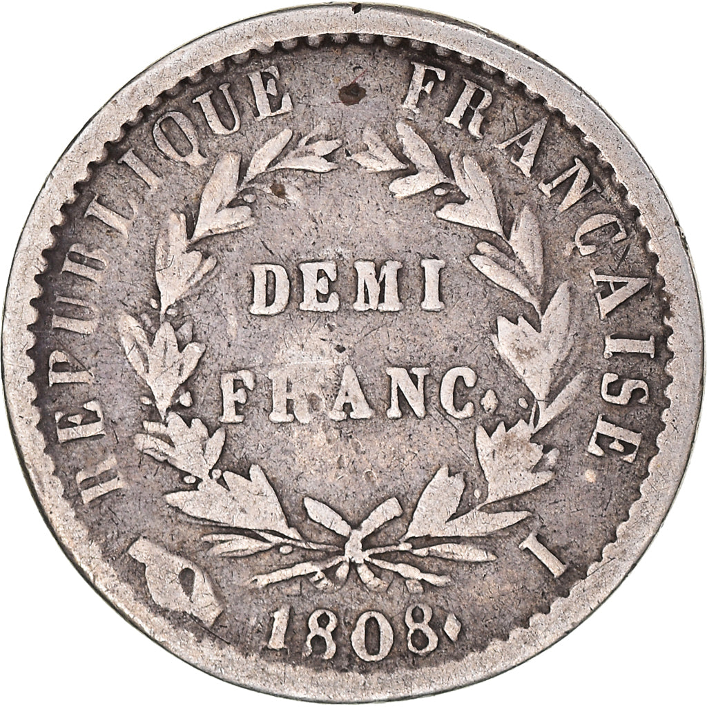 Coin, France, Napoléon I, 1/2 Franc, 1808, Limoges, VF(30-35), Silver