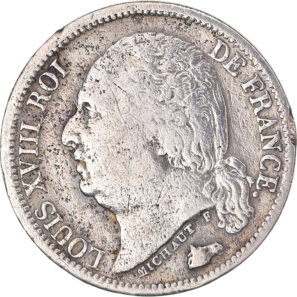 Moneta, Francja, Louis XVIII, 1/2 Franc, 1823, Paris, VF(30-35), Srebro
