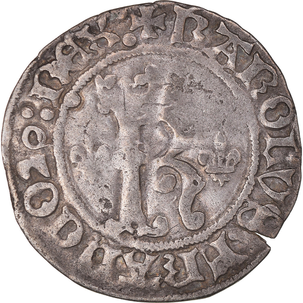 Coin, France, Charles VIII, Karolus or Dizain, Rouen, VF(30-35), Billon