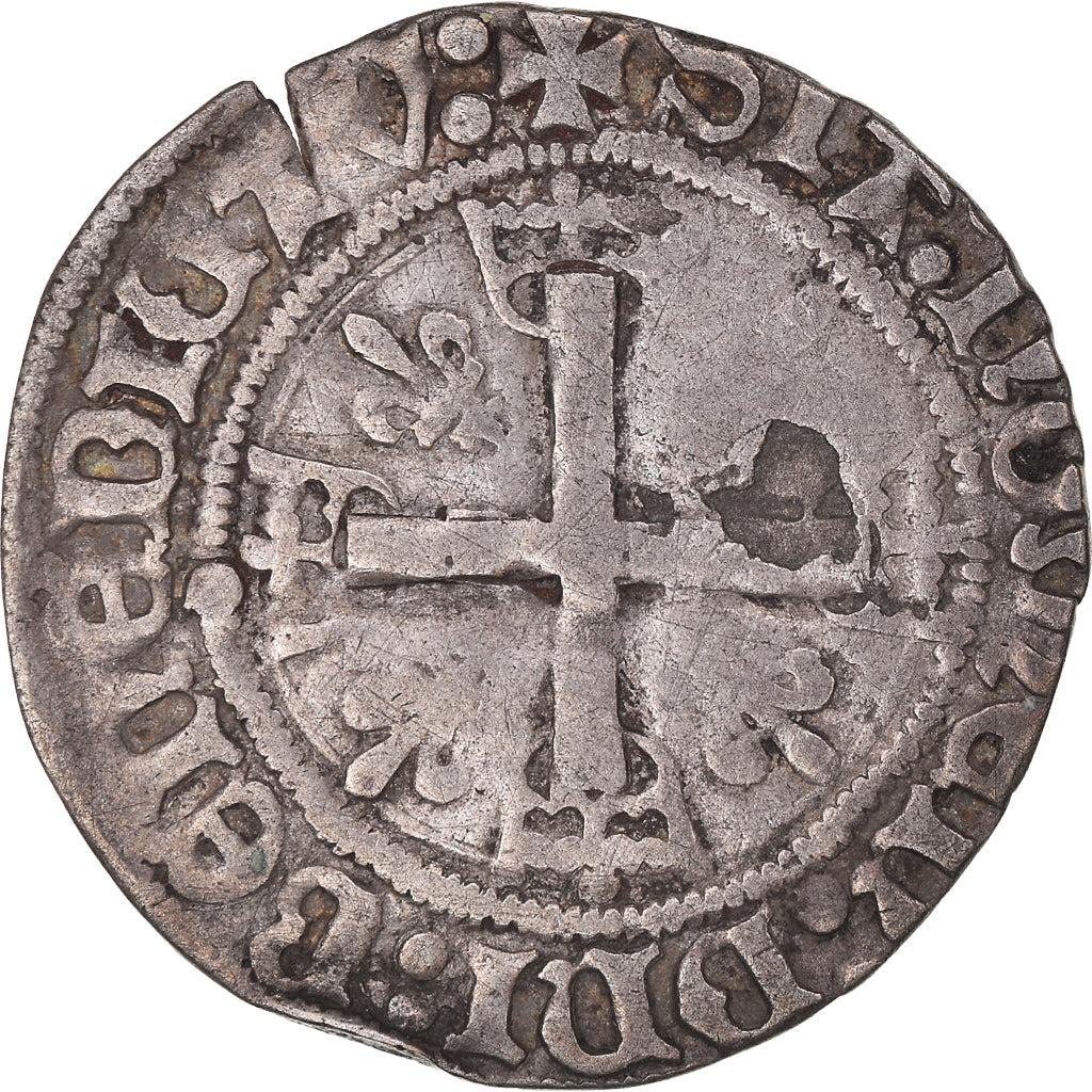 Coin, France, Charles VIII, Karolus or Dizain, Rouen, VF(30-35), Billon