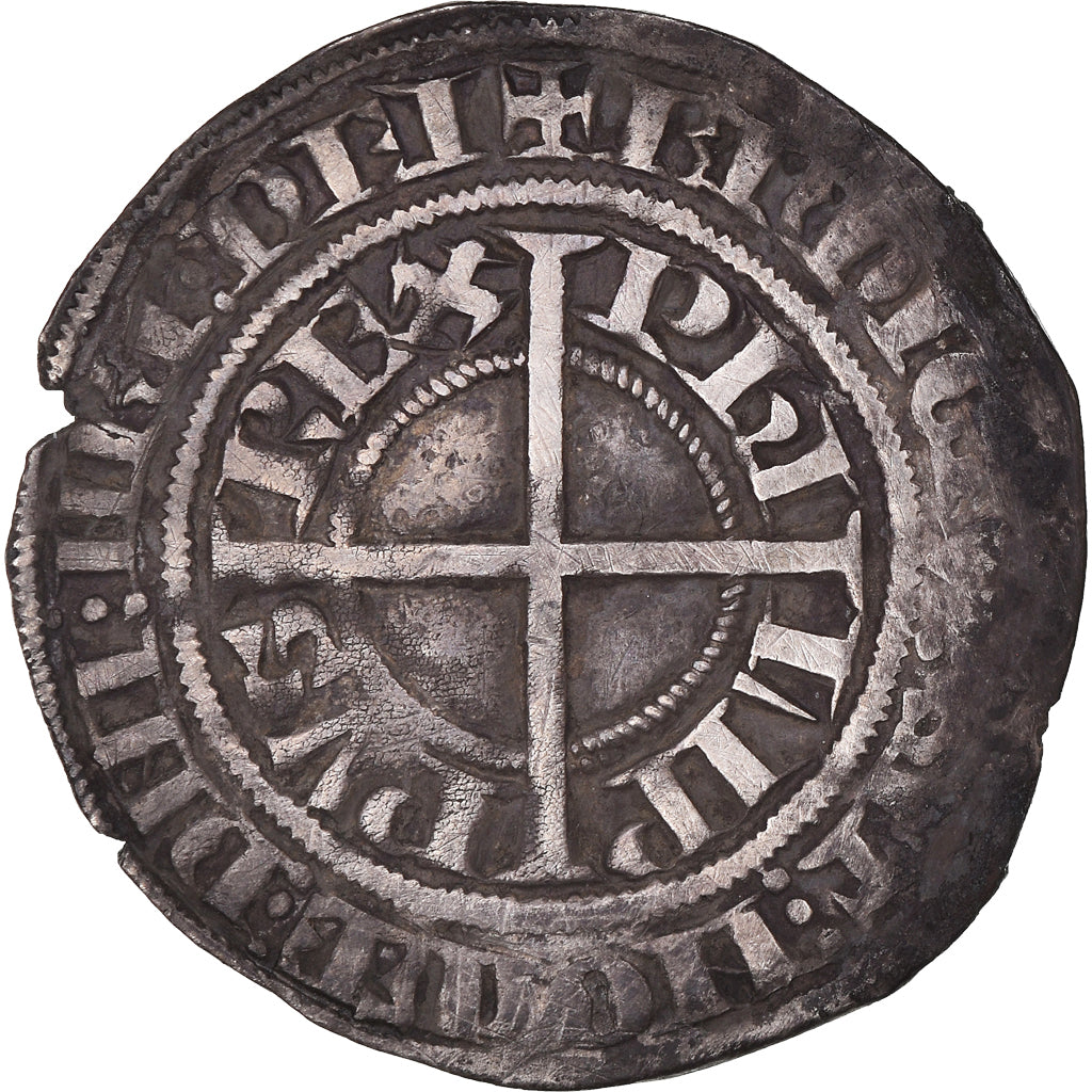 Coin, France, Philippe VI, Gros à la Couronne, 1338, VF(30-35), Silver