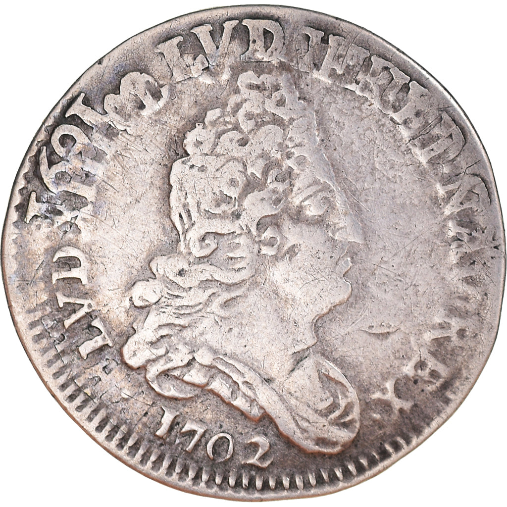 Moneta, Francia, Louis XIV, 5 Sols aux insignes, 5 Sols, 1/16 ECU, 1702, Lyon