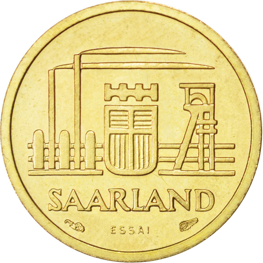 Coin, SAARLAND, 10 Franken, 1954, Paris, AU(55-58), Aluminum-Bronze, KM:E1