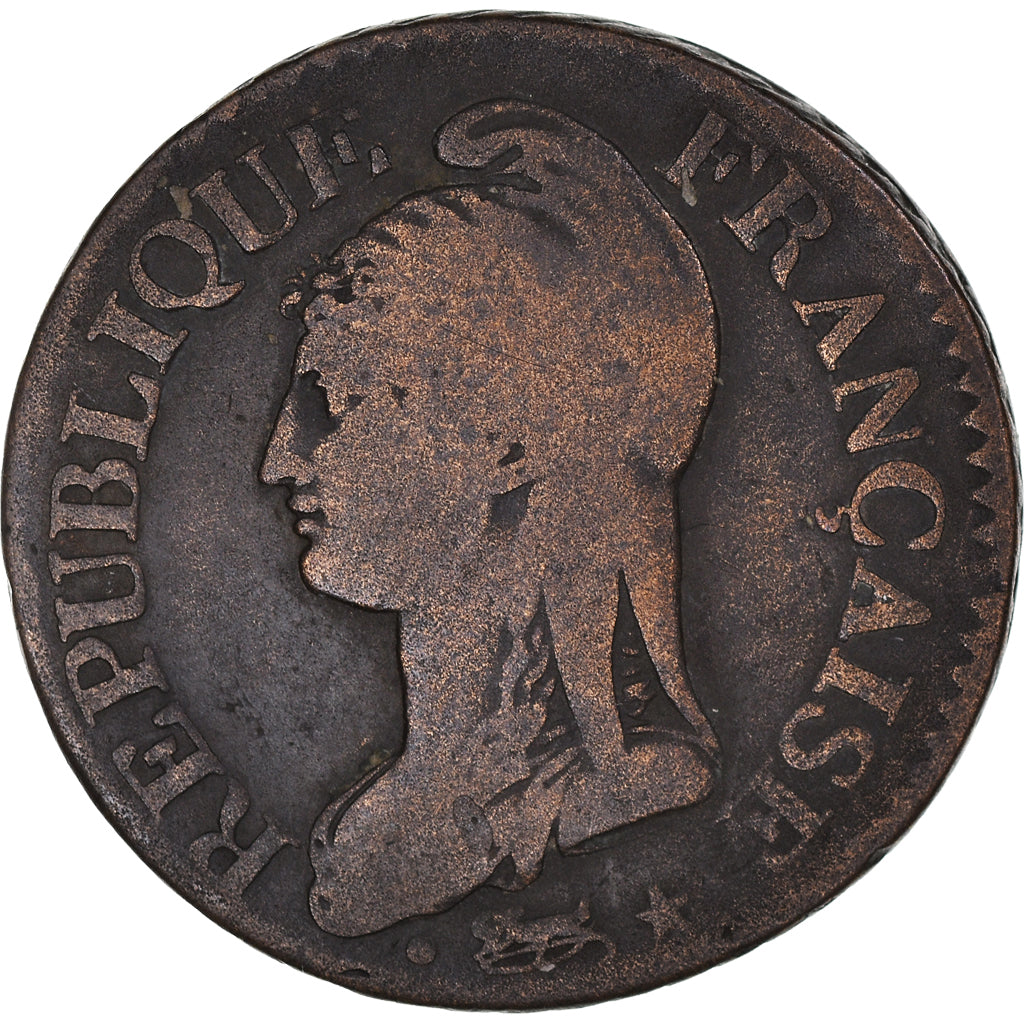 Coin, France, Dupré, 5 Centimes, AN 8, Paris, VF(30-35), Bronze, KM:640.1, Le