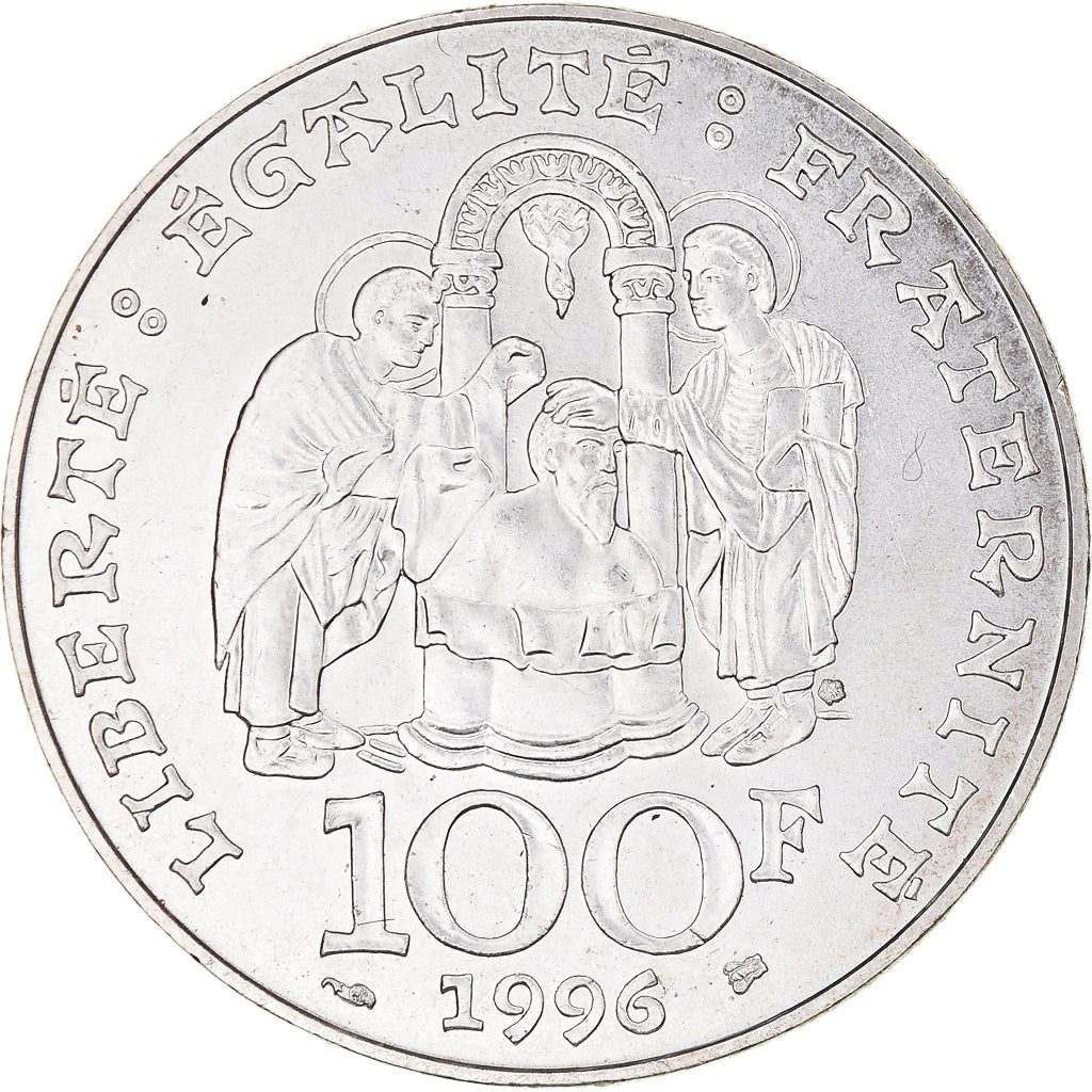 Coin, France, Clovis, 100 Francs, 1996, MS(63), Silver, KM:1180, Gadoury:953
