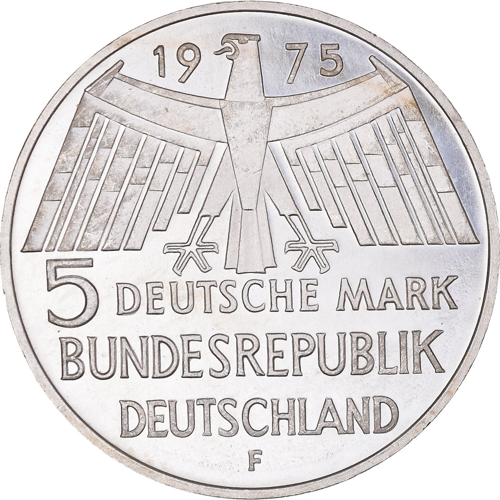 Moeda, ALEMANHA - REPÚBLICA FEDERAL, 5 Mark, 1975, Stuttgart, Germany, Proof
