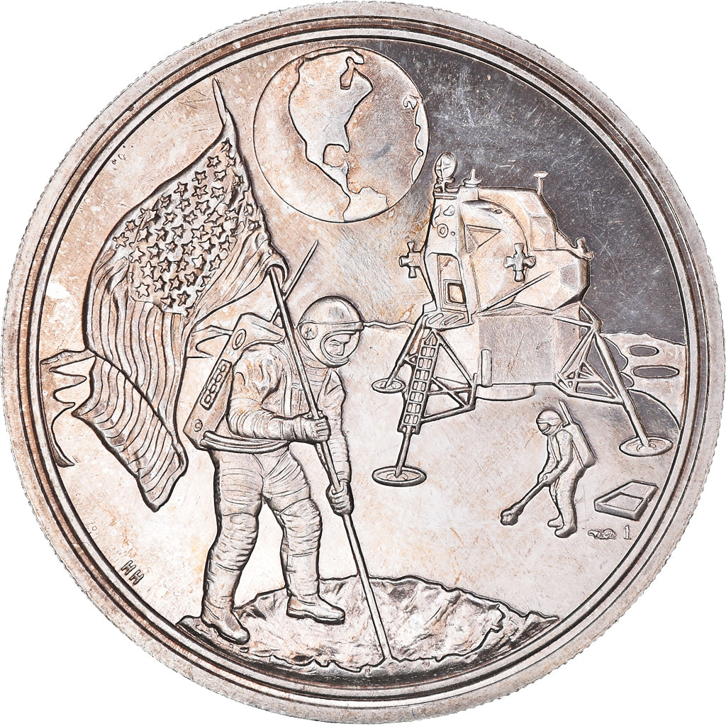 France, Medal, Landing on the Moon, N.Amstrong, Sciences & Technologies, MS(63)
