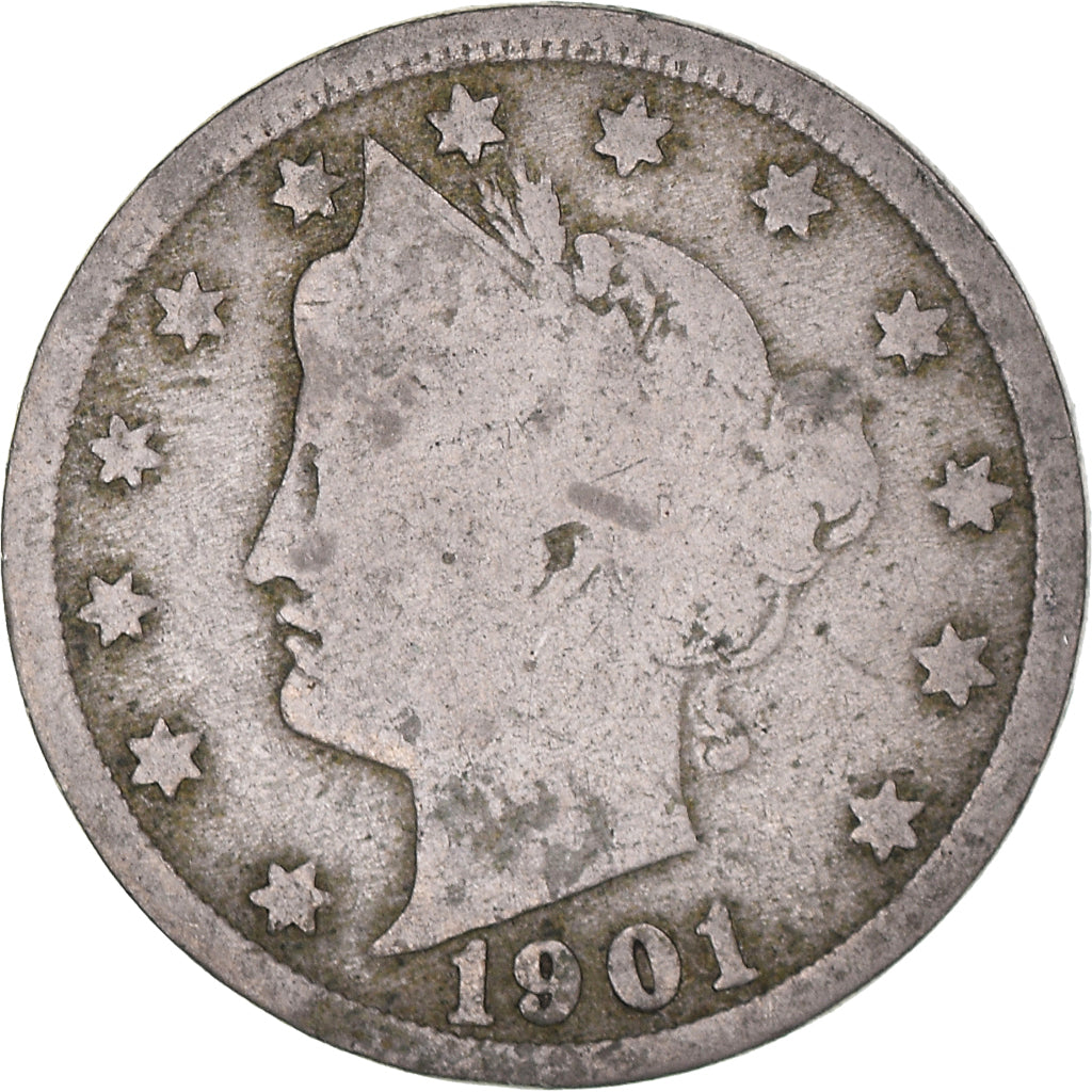 Moneta, Stati Uniti, Liberty Nickel, 5 Cents, 1901, U.S. Mint, Philadelphia, MB