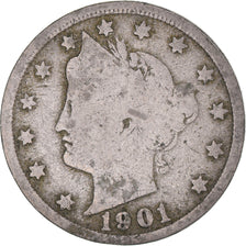 Moneta, Stati Uniti, Liberty Nickel, 5 Cents, 1901, U.S. Mint, Philadelphia, MB