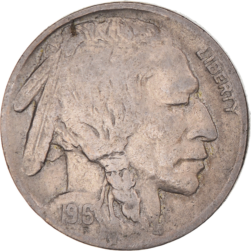 Monnaie, États-Unis, Buffalo Nickel, 5 Cents, 1916, U.S. Mint, Philadelphie