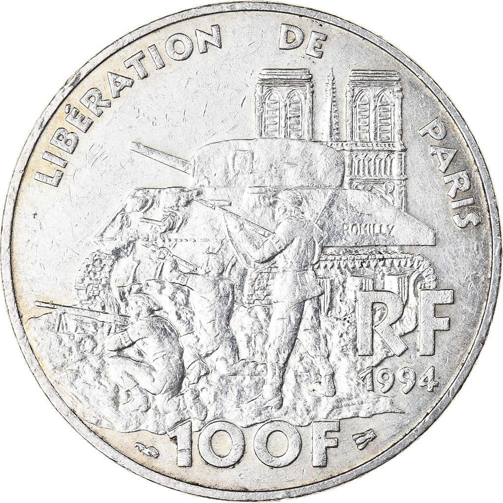 Coin, France, Libération de Paris, 100 Francs, 1994, EF(40-45), Silver