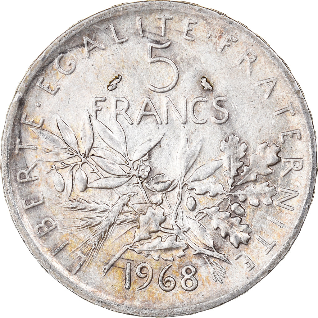 Coin, France, Semeuse, 5 Francs, 1968, AU(50-53), Silver, KM:926, Gadoury:770