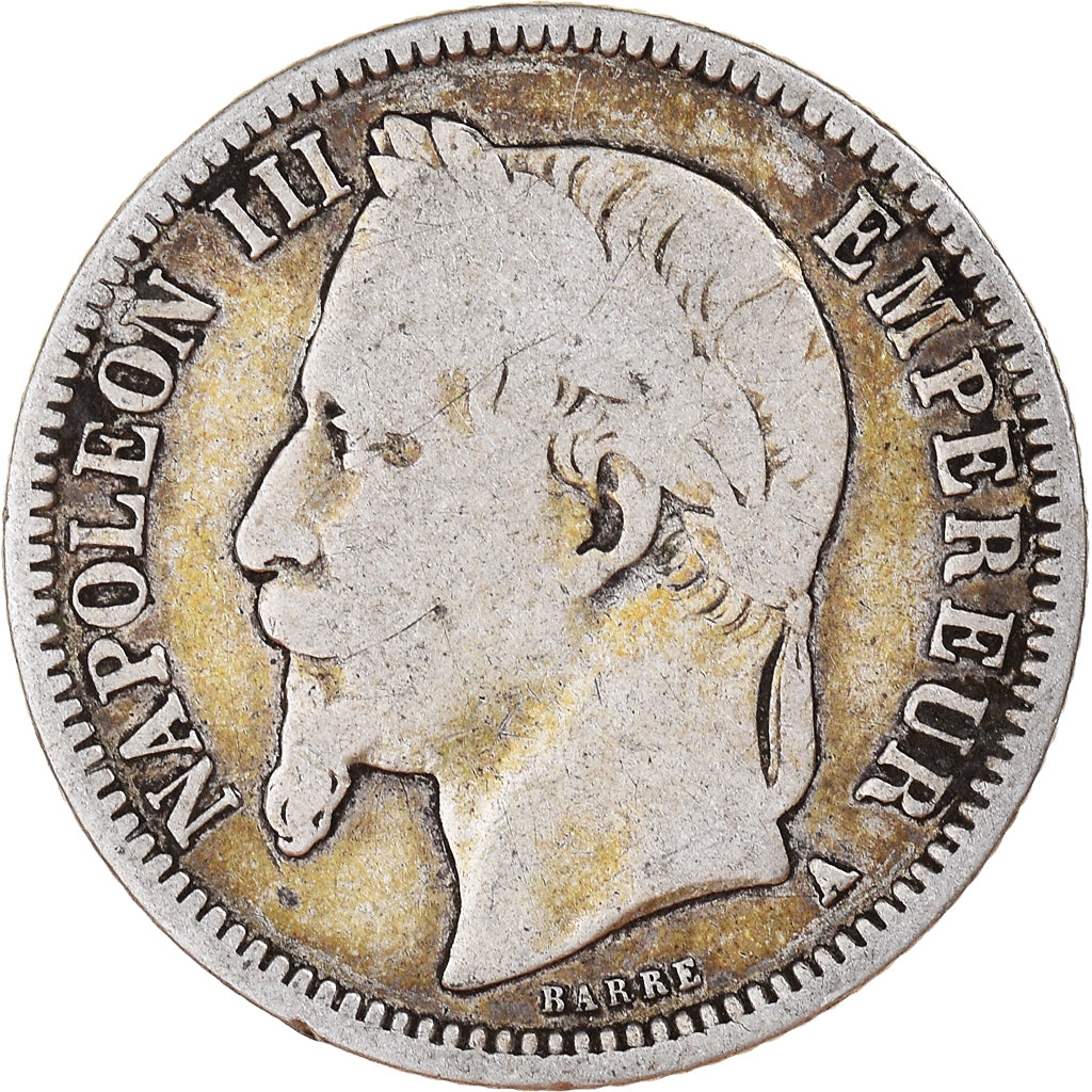 Moneda, Francia, Napoleon III, Franc, 1868, Paris, BC, Plata, KM:806.1