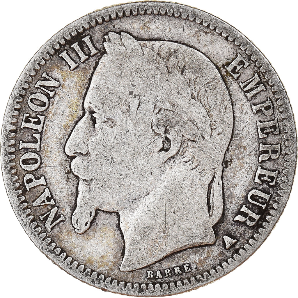 Moneda, Francia, Napoleon III, Franc, 1869, Paris, BC, Plata, KM:806.1