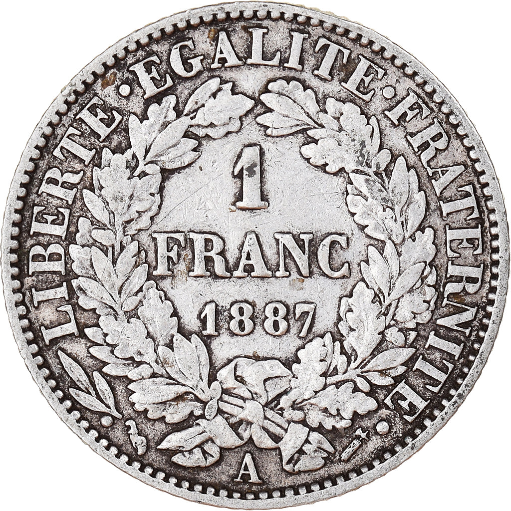 Monnaie, France, Cérès, Franc, 1887, Paris, TB+, Argent, Gadoury:465a